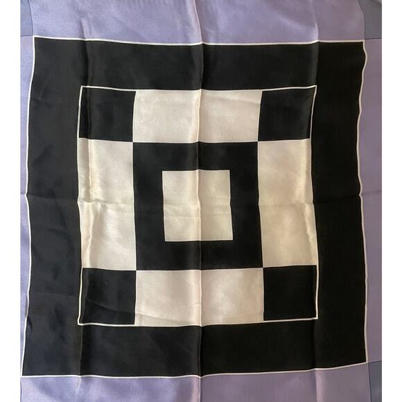 Y2K Ann Klein Silk Scarf Retro Geometric Fashion Statement Colorful - Picture 2 of 3